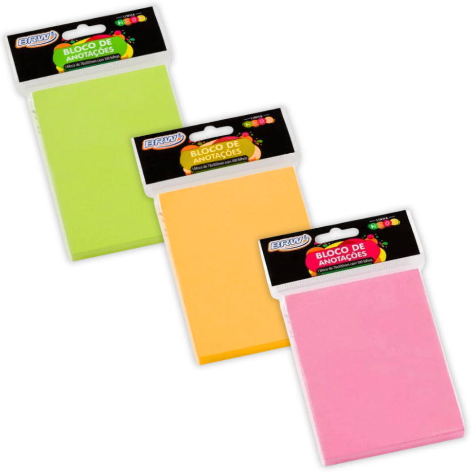 Bloco Smart Notes 76mm x 102mm Neon 100 Folhas BRW