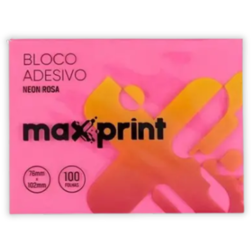 Bloco Adesivo 76mm x 102mm Neon 100 Folhas Maxprint - #6