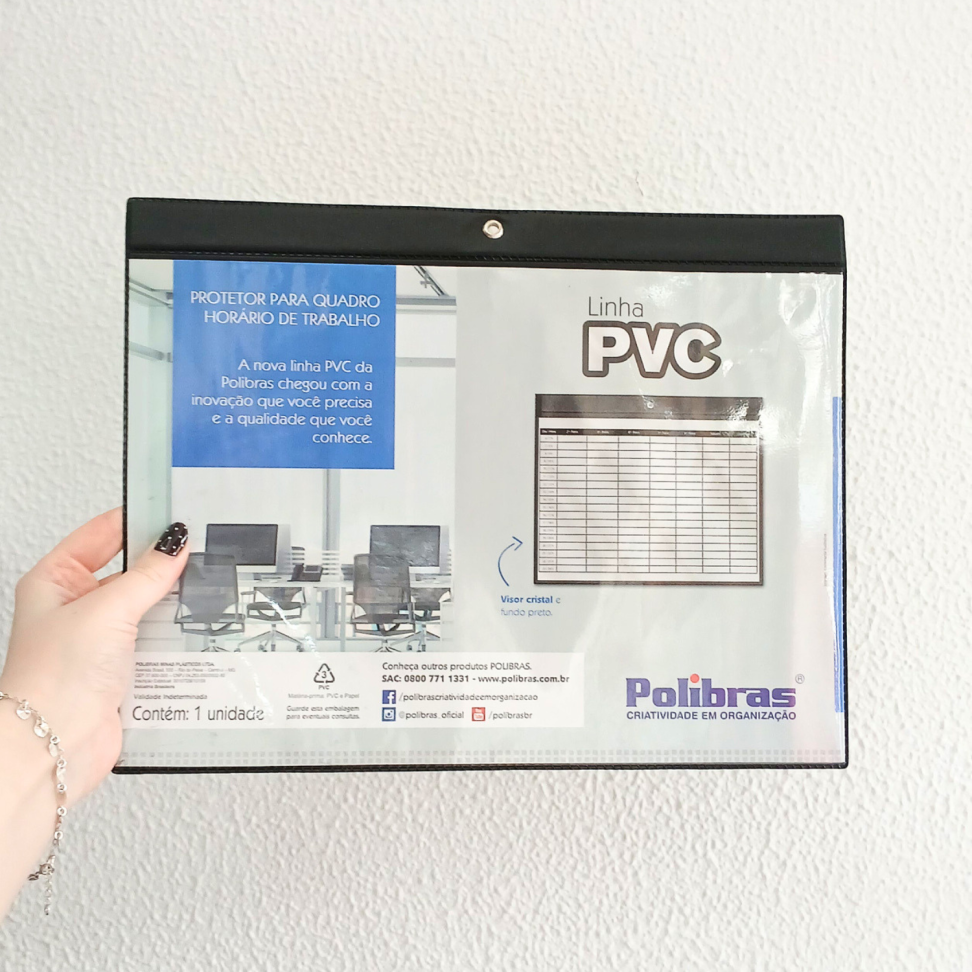 Protetor de Quadro Horário de Trabalho Horizontal Ofício PVC Polibras - #2