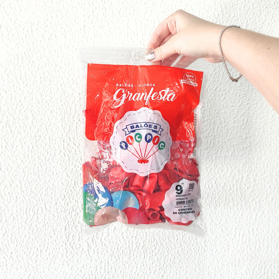 Balões Redondo Liso Vermelho N.9 50 Unidades Granfesta Pic Pic - #3