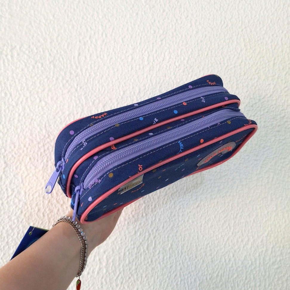 Estojo Duplo Azul Dots Académie Tilibra - #1