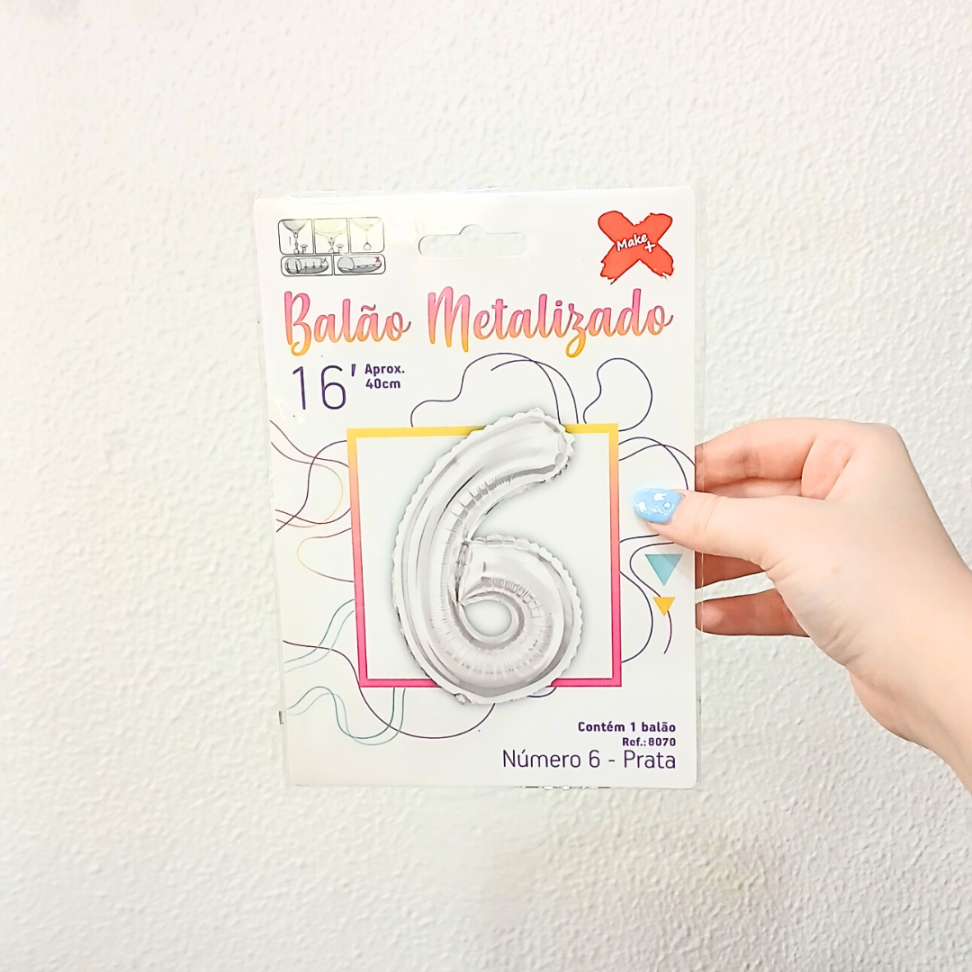 Balão Metalizado 40cm Número 6 Make+ - #5