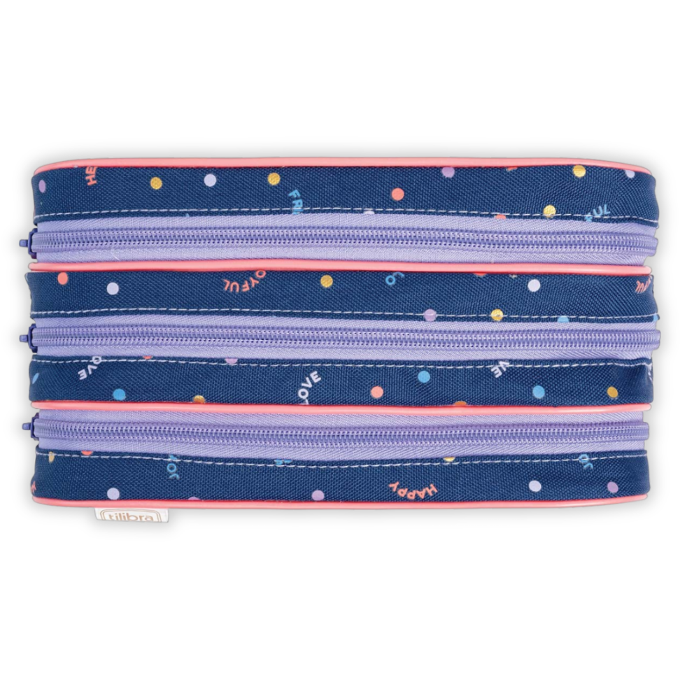 Estojo Triplo Azul Dots Académie Tilibra - #1