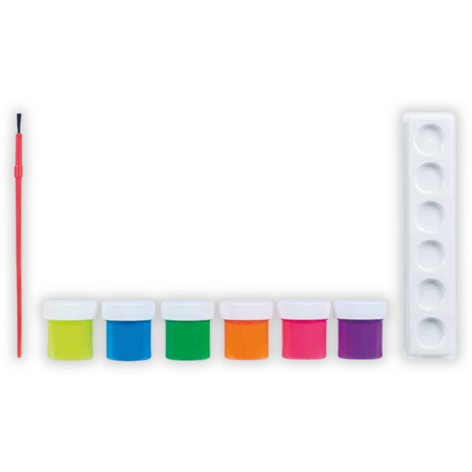 Tinta Guache 6 Cores Neon + 1 Pincel + 1 Misturador Tris - #1