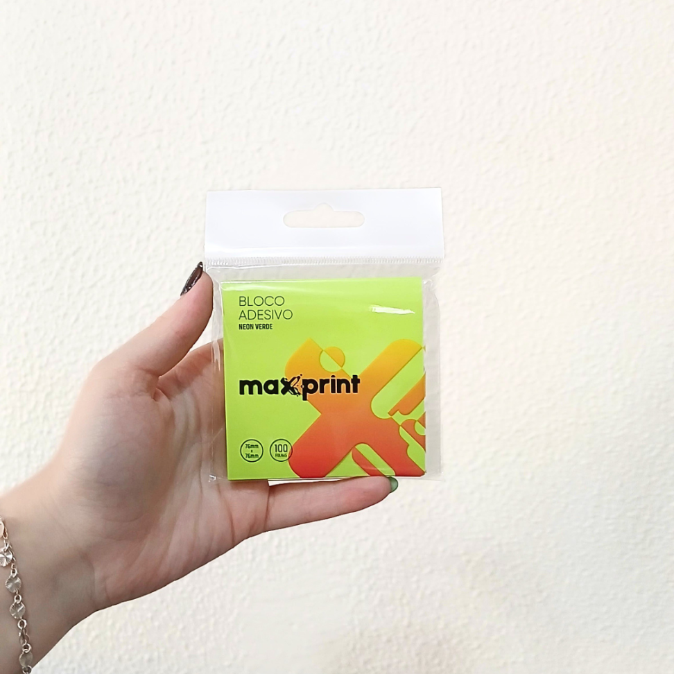 Bloco Adesivo 76mm x 76mm Neon 100 Folhas Maxprint - #12