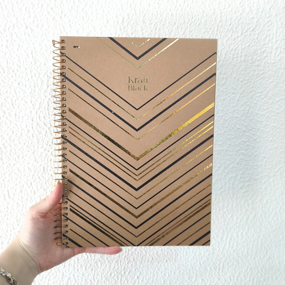 Caderno com Espiral Universitário Kraft Black 1 Matéria Jandaia - #8
