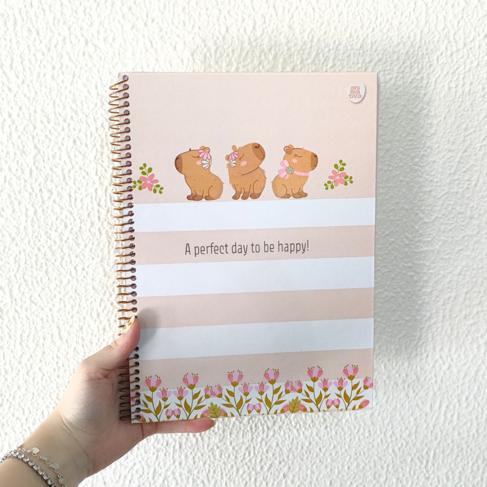 Caderno com Espiral Universitário Capycuties 1 Matéria Animativa - #1