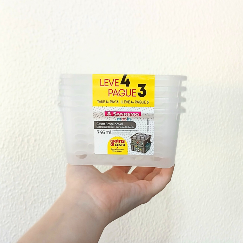 Cesta Empilhável Leve 4 Pague 3 Cristal 746ml Mooti Sanremo - #3