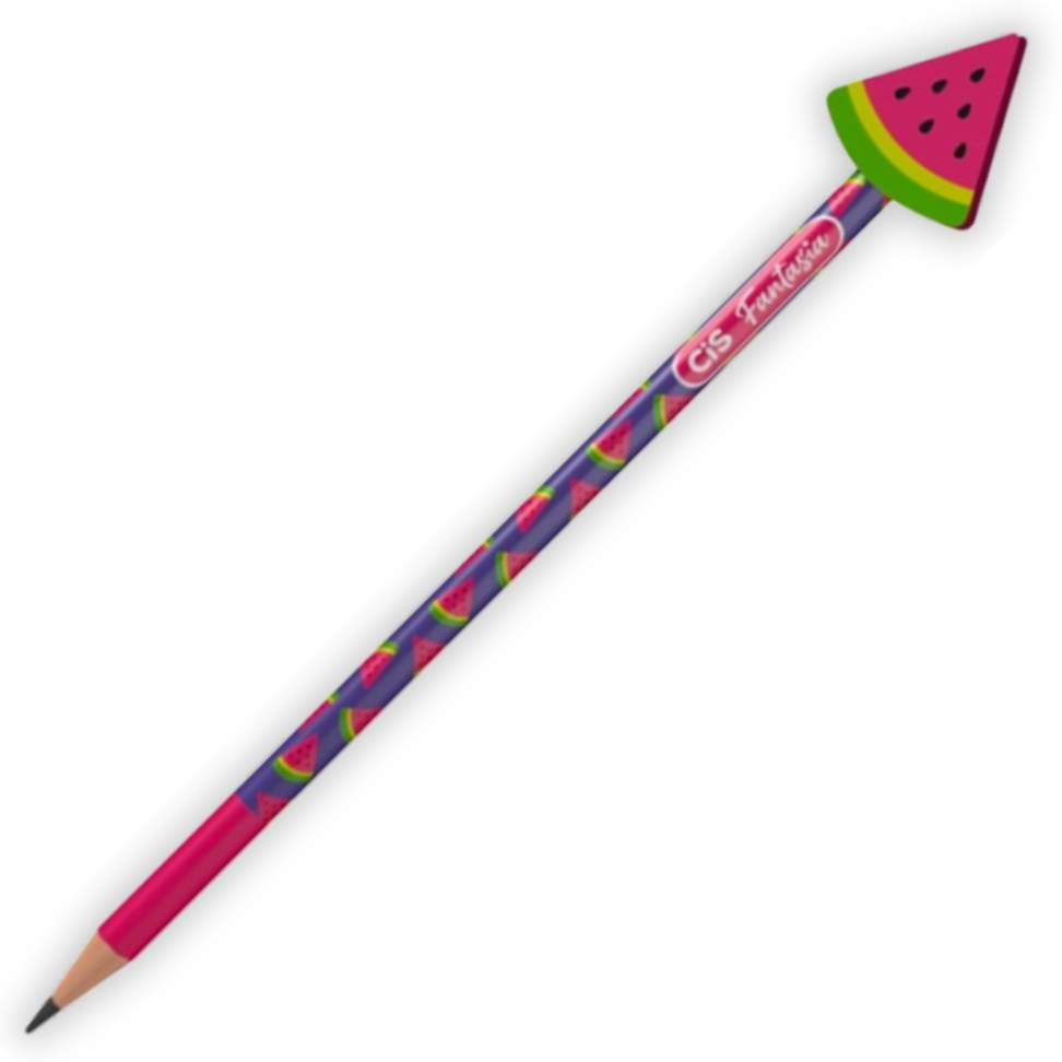 Lápis Grafite de Escrever com Borracha Ponteira Frutas Fantasia CiS