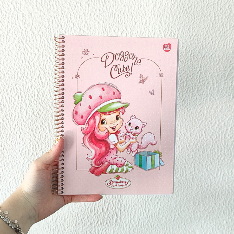 Caderno com Espiral Colegial com Cheirinho Moranguinho 1 Matéria Animativa - #1