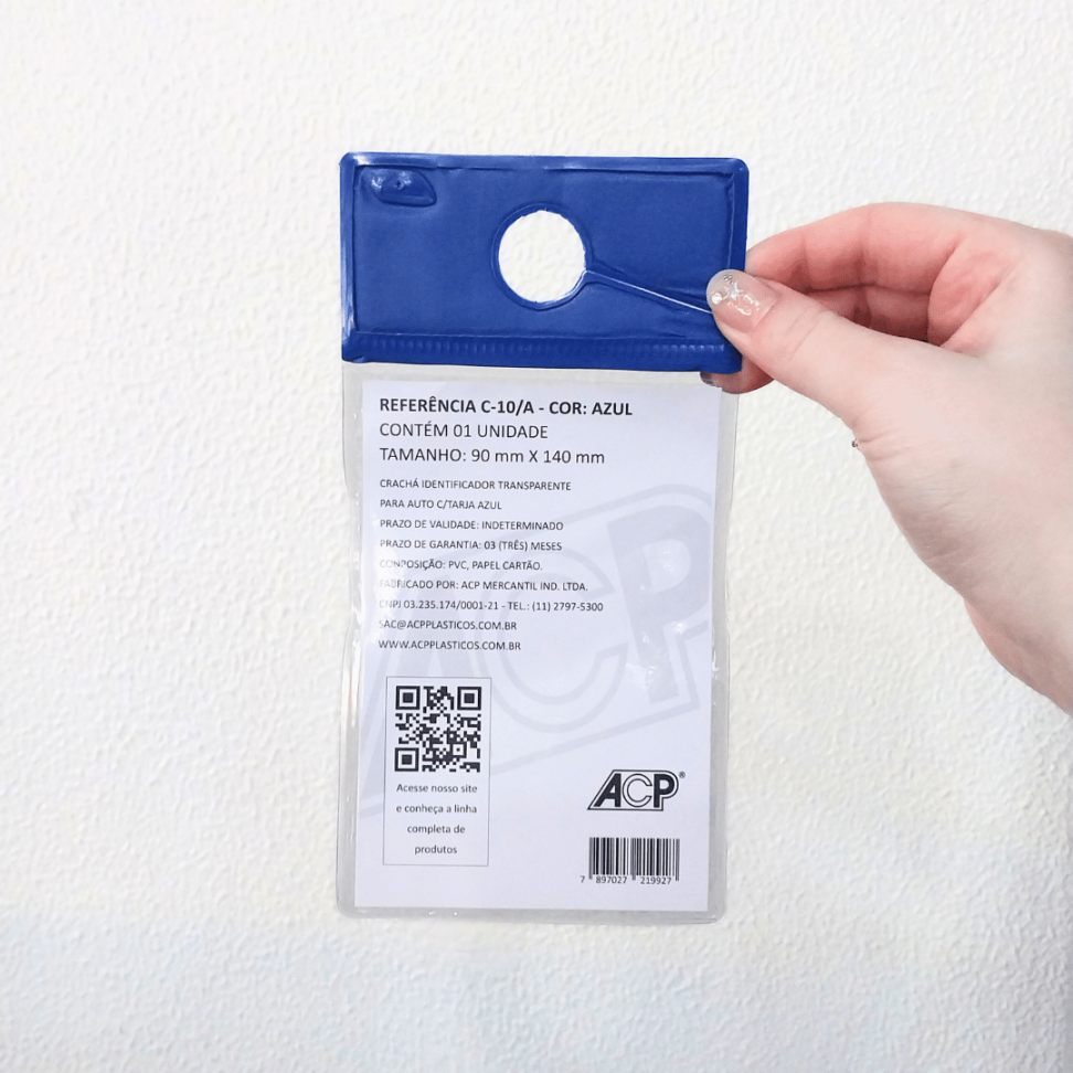 Proteção Identificador para Crachá Tarja Azul C-10/A 90mm x 140mm ACP
