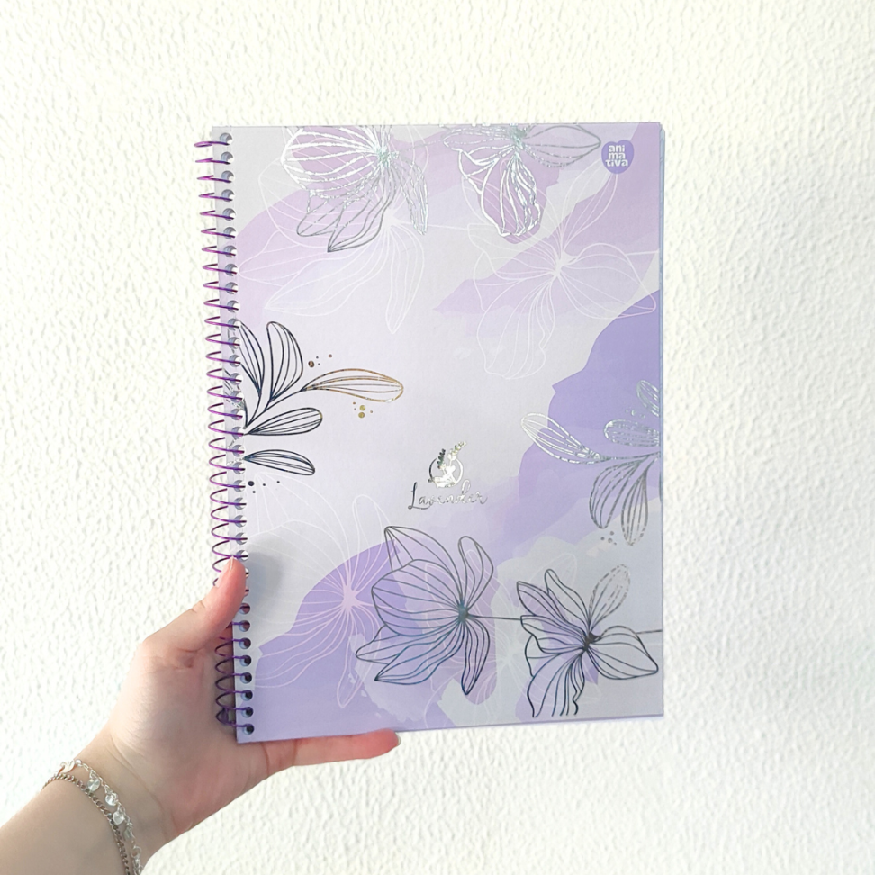 Caderno com Espiral Universitário Lavender 1 Matéria Animativa - #1