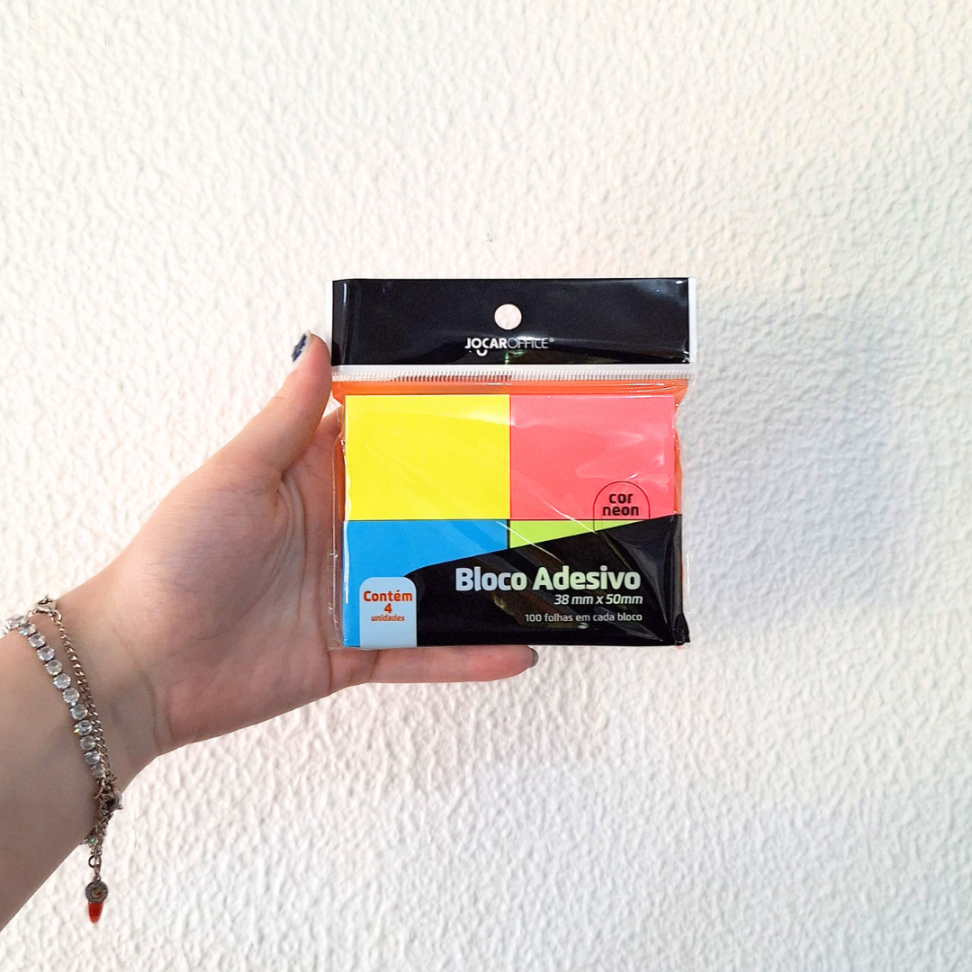 Bloco Adesivo 4 Blocos Neon 38mm x 50mm Jocar Office - #4