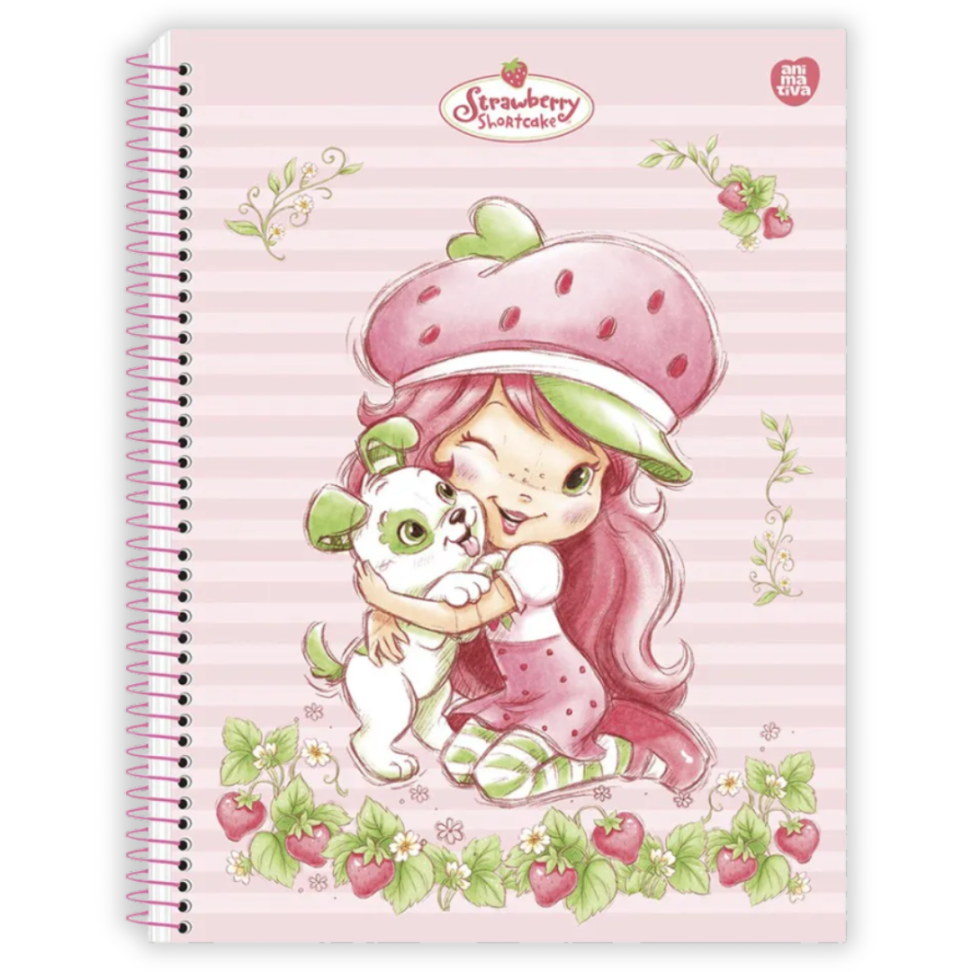 Caderno com Espiral Colegial com Cheirinho Moranguinho 1 Matéria Animativa