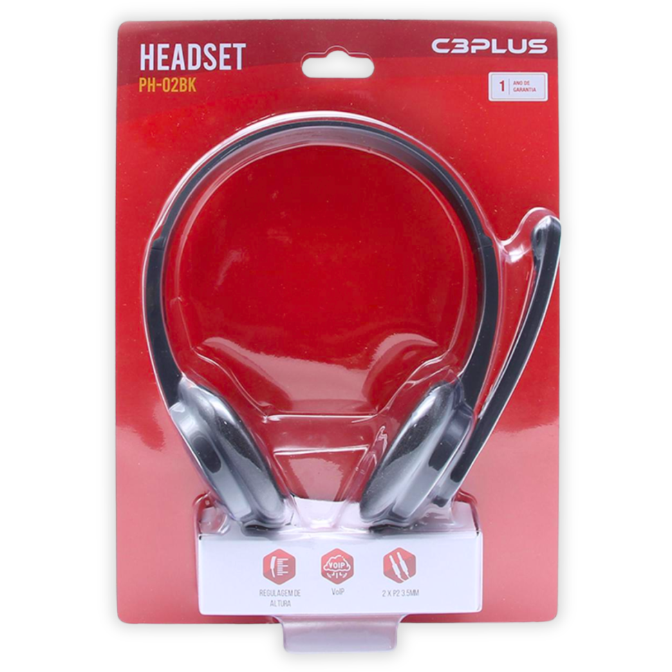 Fone de Ouvido Headset PH-02BK C3Tech
