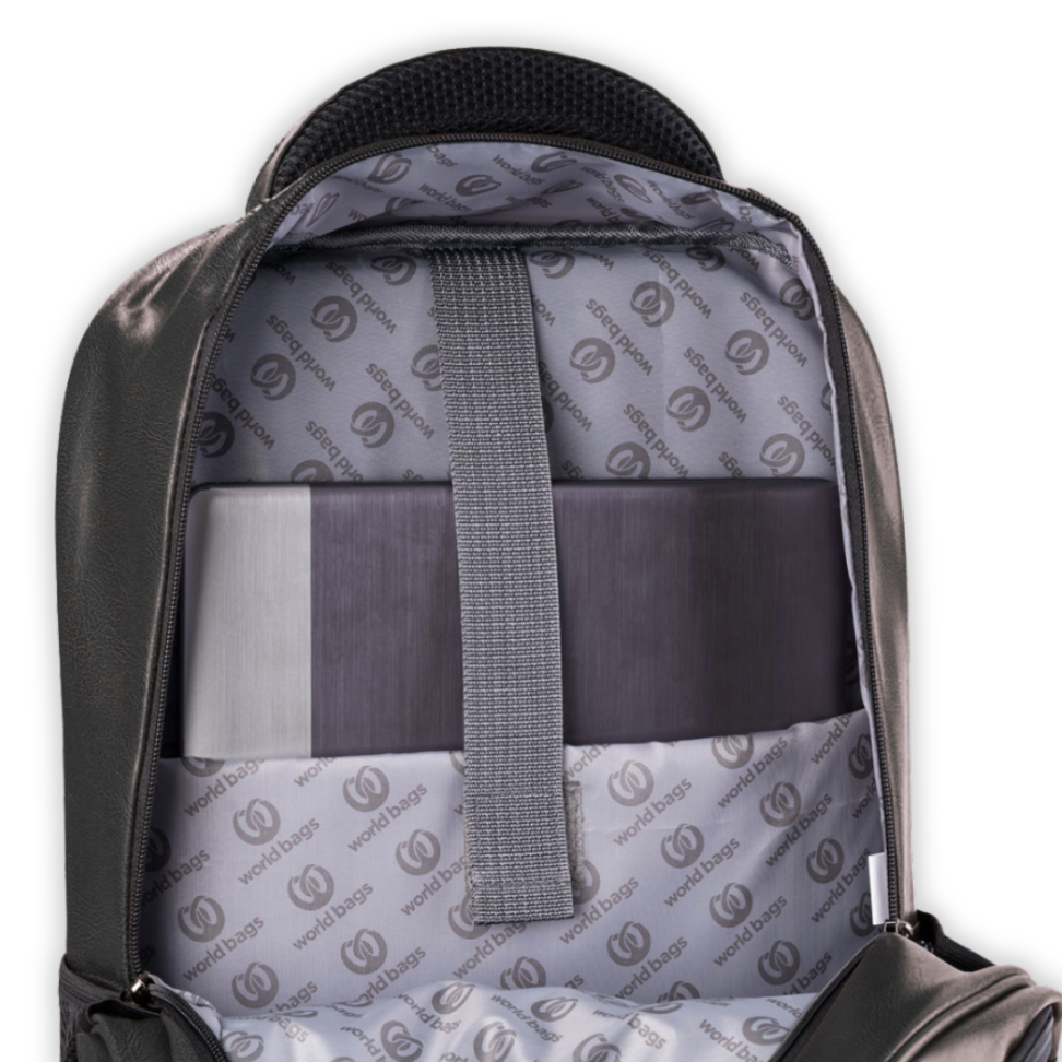 Mochila de Costas Executiva PU Preto World Bags - #1