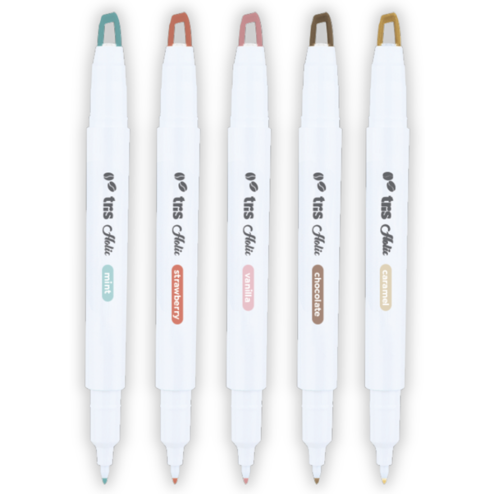 Kit Marca Texto Ponta Dupla 5 Cores Frapuccino Coffee Shop Holic Tris - #3