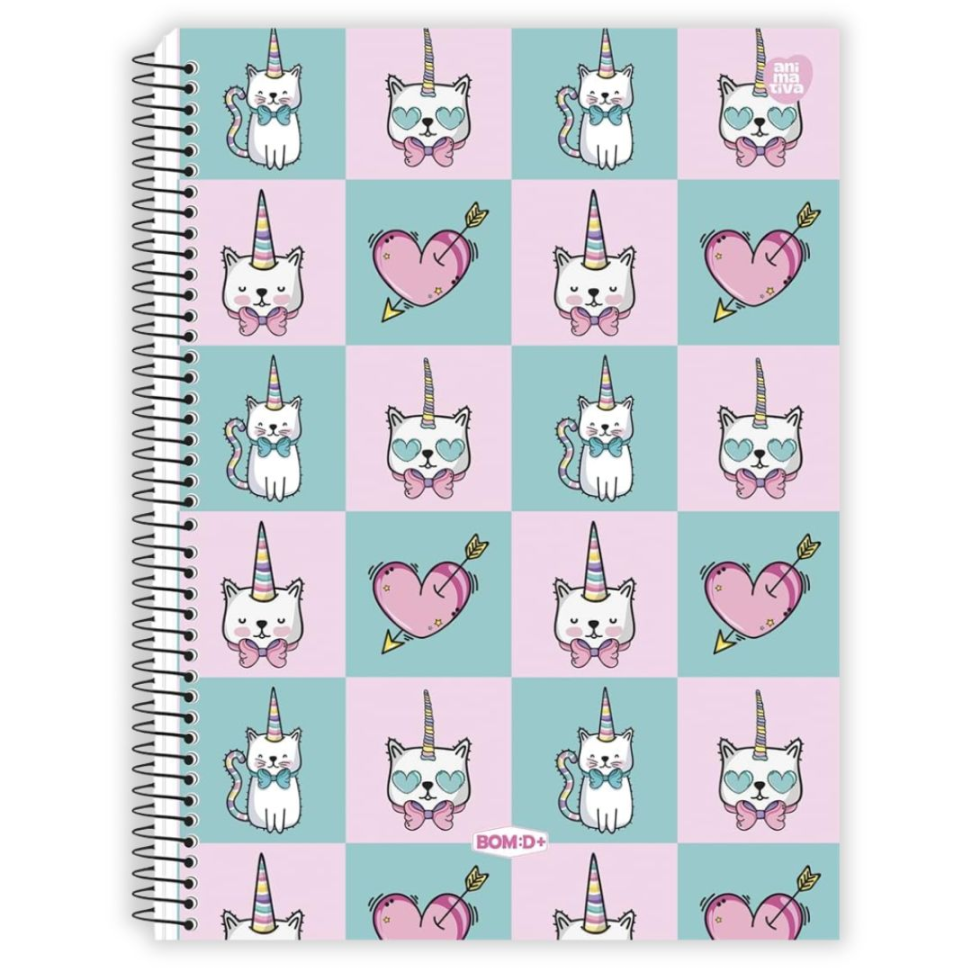 Caderno com Espiral Universitário Bom D+ Feminino 1 Matéria Animativa - #4