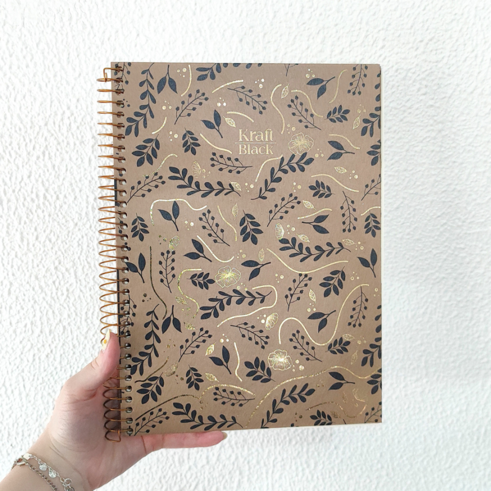 Caderno com Espiral Universitário Kraft Black 10 Matérias Jandaia - #1
