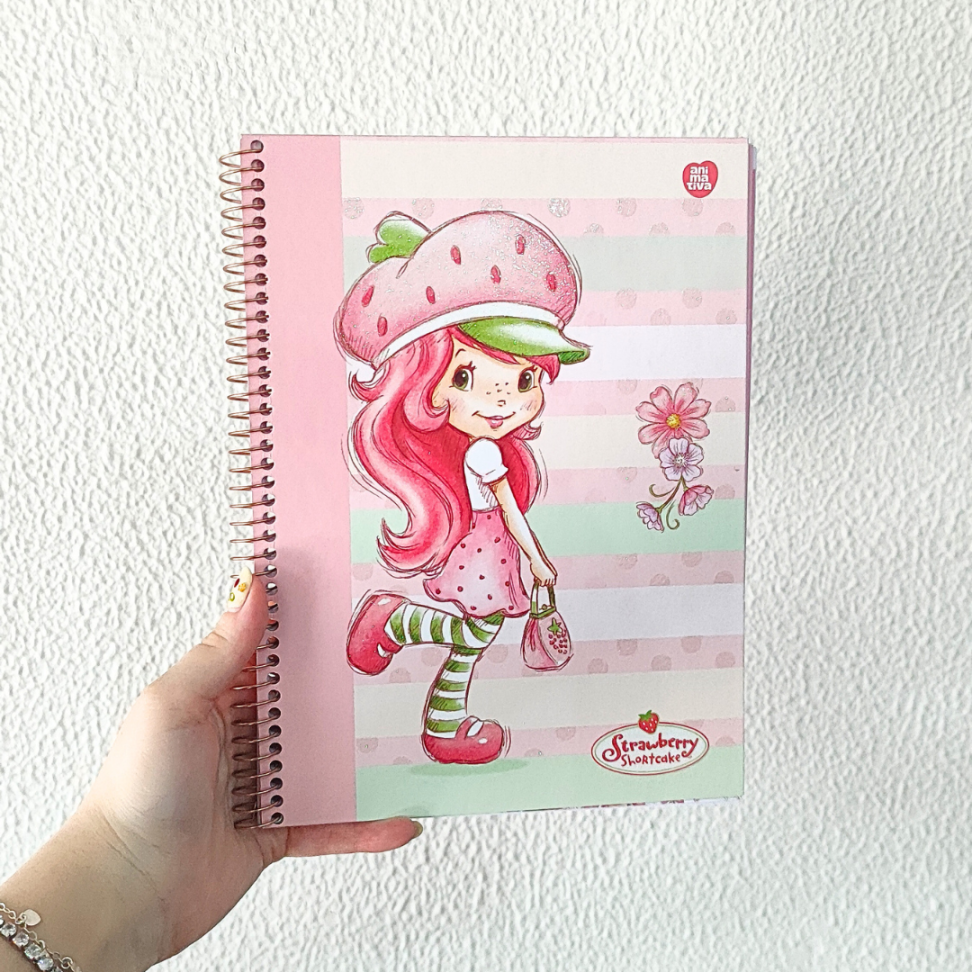 Caderno com Espiral Colegial com Cheirinho Moranguinho 1 Matéria Animativa - #1