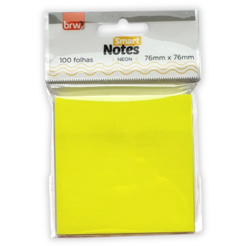 Bloco Smart Notes 76mm x 76mm Amarelo Neon 100 Folhas BRW