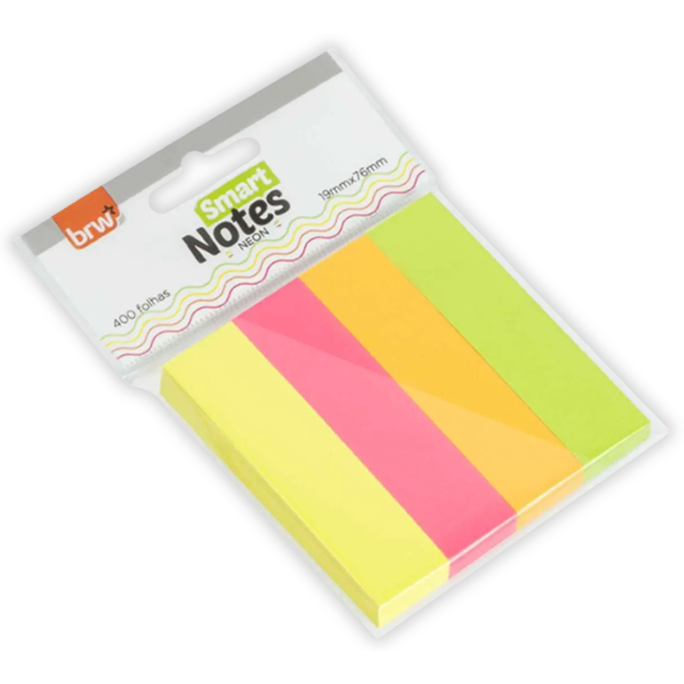 Blocos Smart Notes 19mm x 76mm 4 Cores Neon BRW