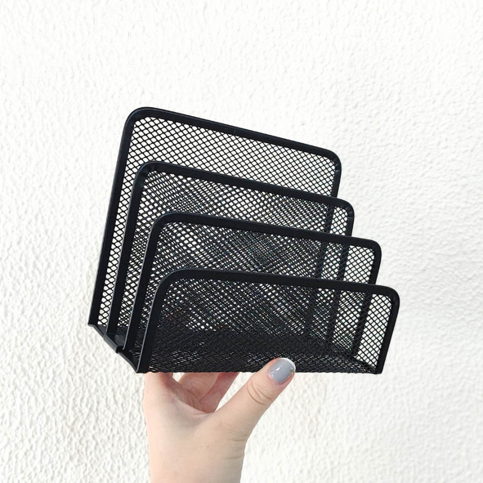 Porta Objetos 4 Compartimentos Aramado Preto Oportunity - #4