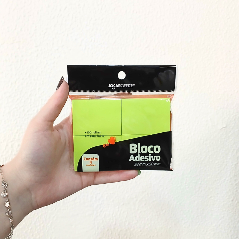 Bloco Adesivo 4 Blocos Cores Neon 38mm x 50mm Jocar Office - #5