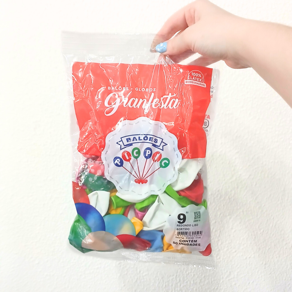 Balões Redondo Liso Sortido N.9 50 Unidades Granfesta Pic Pic - #3