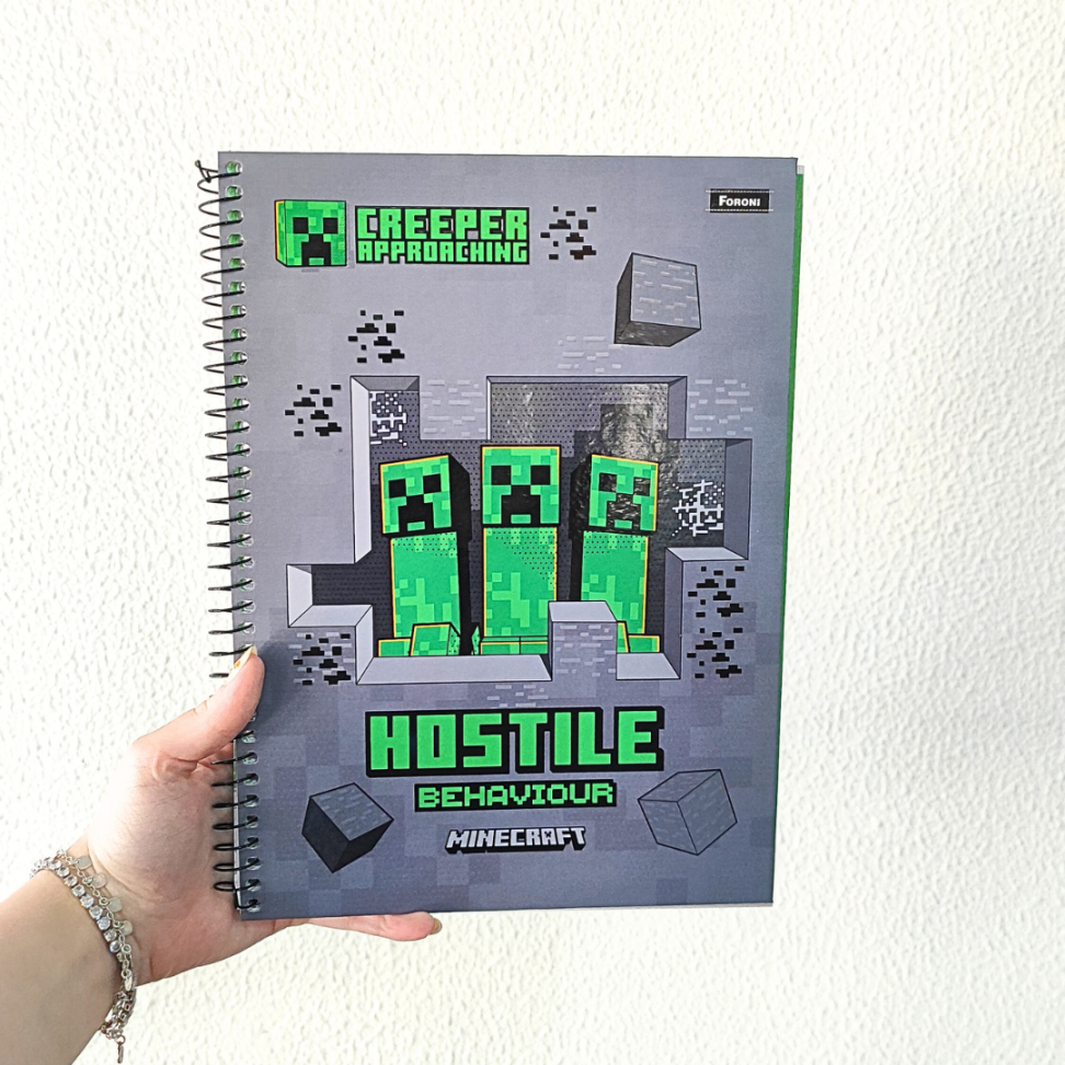 Caderno com Espiral Universitário Minecraft 1 Matéria Foroni - #1