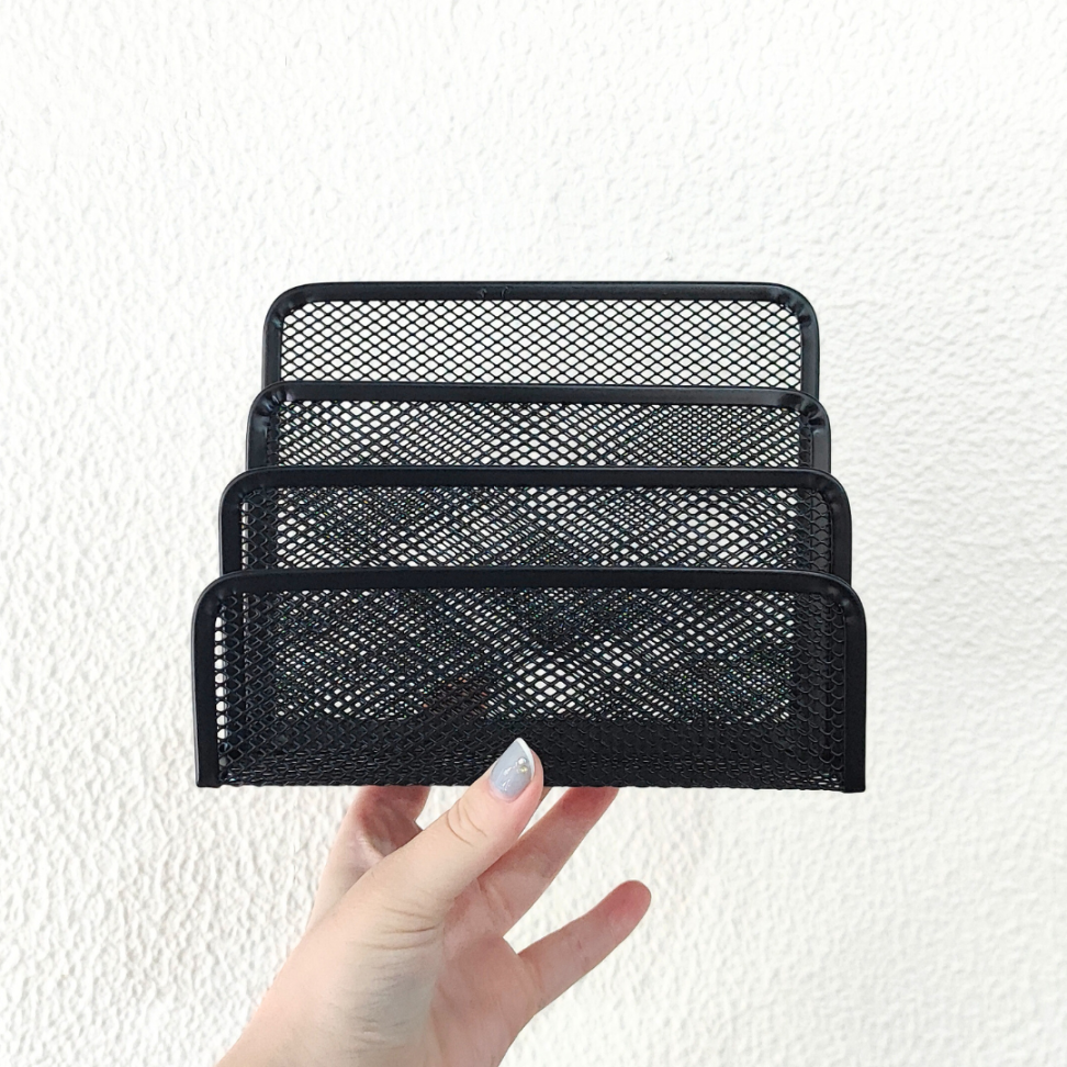 Porta Objetos 4 Compartimentos Aramado Preto Oportunity - #5