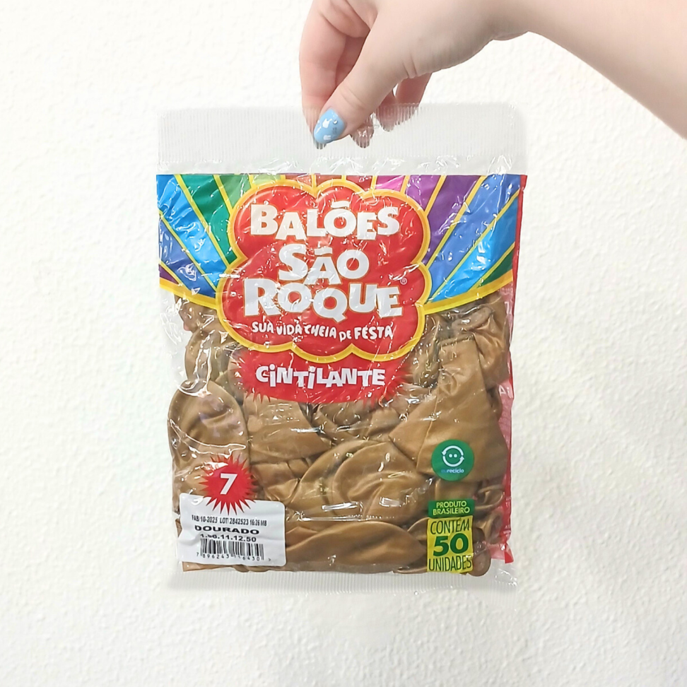Balões Cintilante Dourado N.7 50 Unidades São Roque - #3