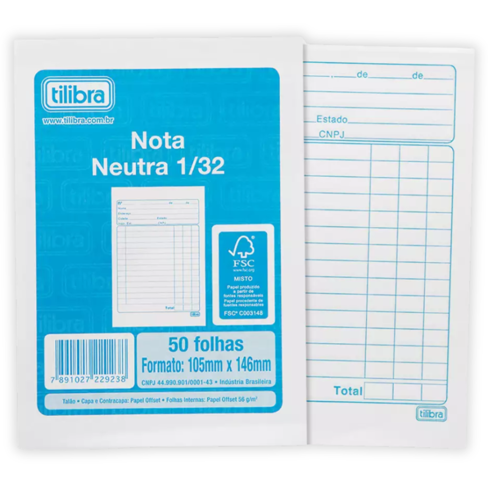 Bloco Nota Neutra 1/32 Múltiplas Vias 105mm x 146mm 50 Folhas Tilibra