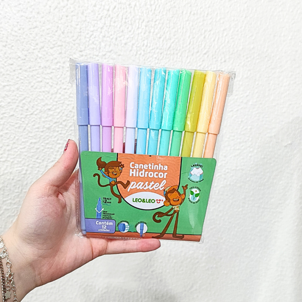 Canetinha Hidrocor Pastel 12 Cores Leo e Leo - #1