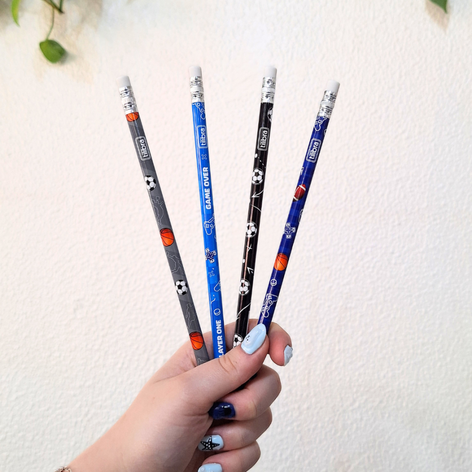 Lápis Grafite de Escrever com Borracha Ponteira Player One Tilibra - #6