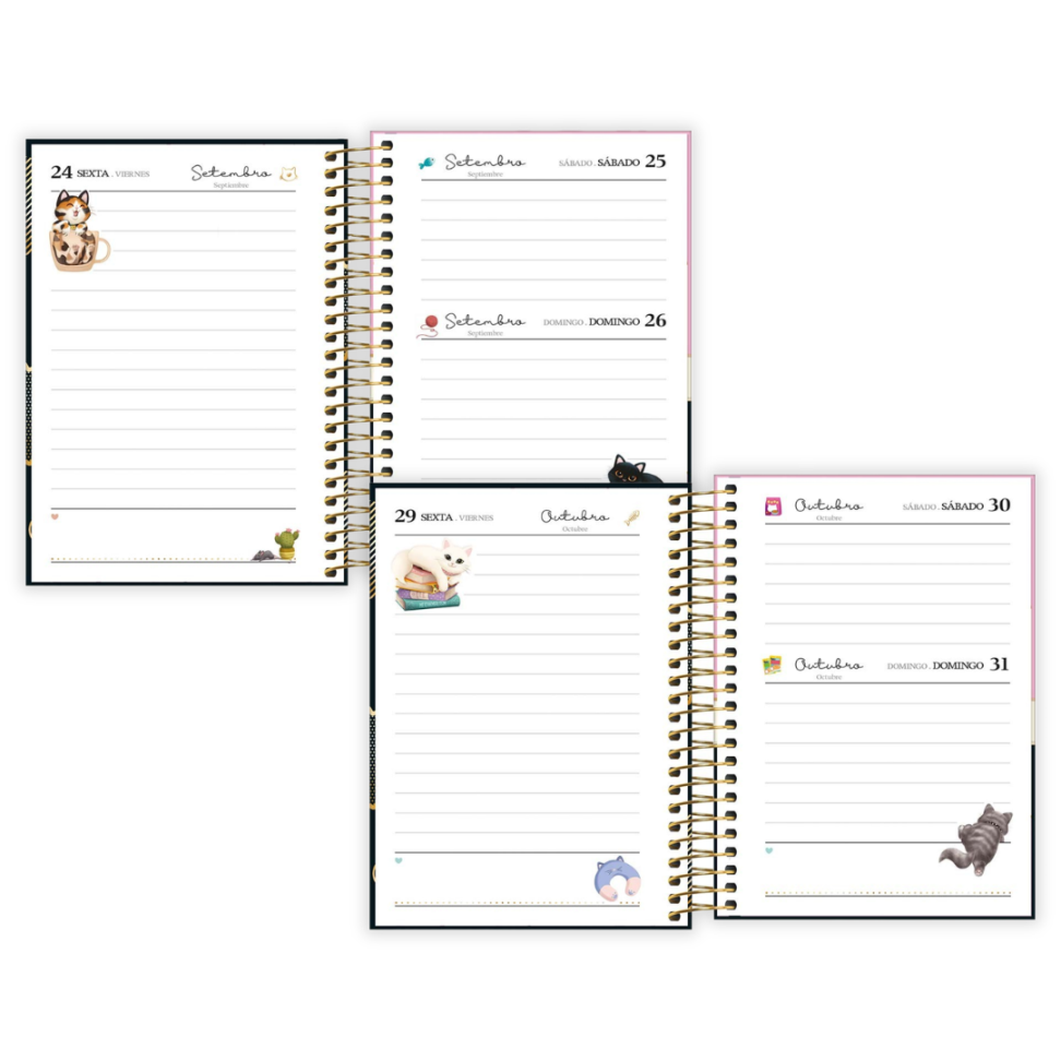 Agenda com Espiral Diária Mini Purrfect Cats 2027 Tilibra - #6