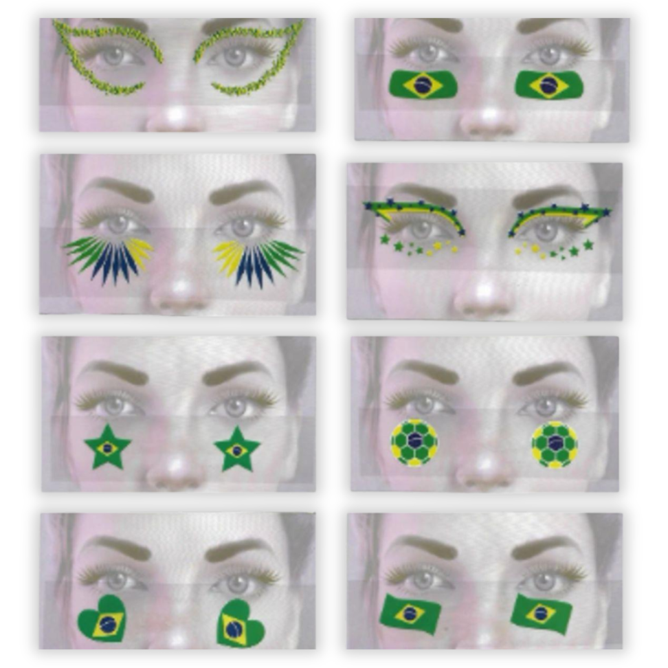 Adesivos Faciais Brasil Face Art Decor Nyr Festas