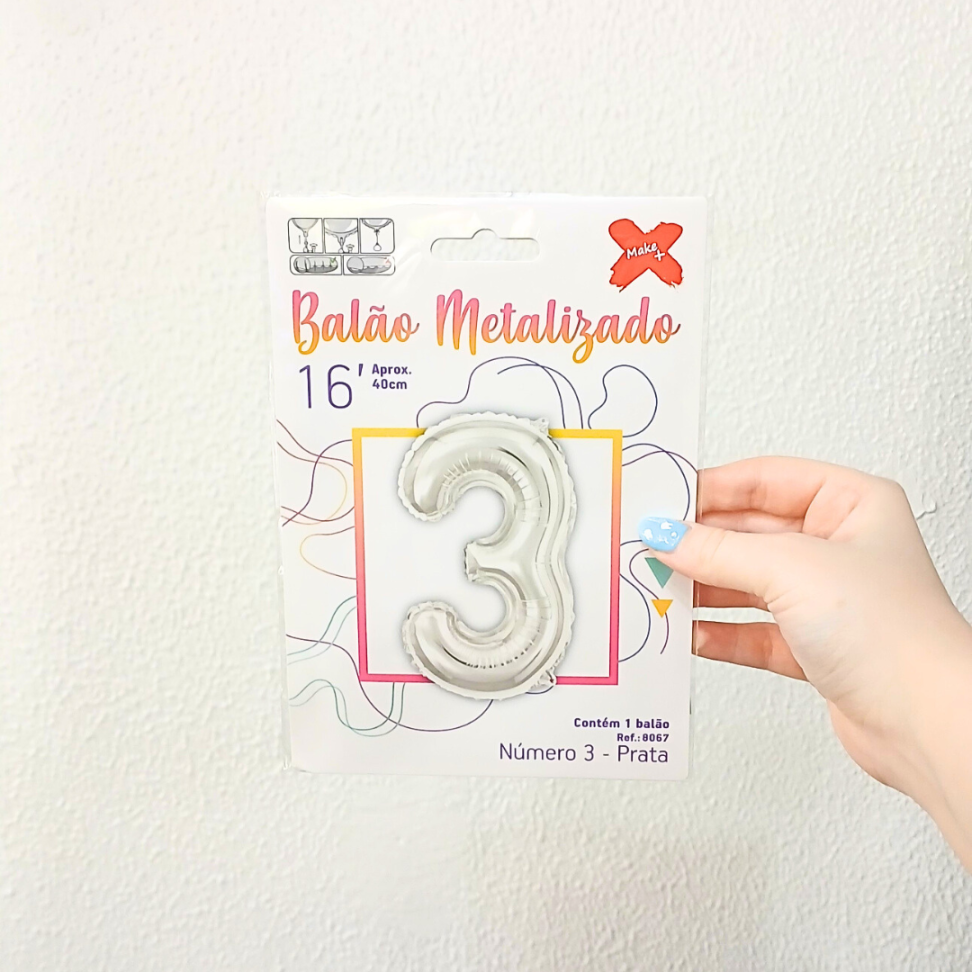 Balão Metalizado 40cm Número 3 Make+ - #5