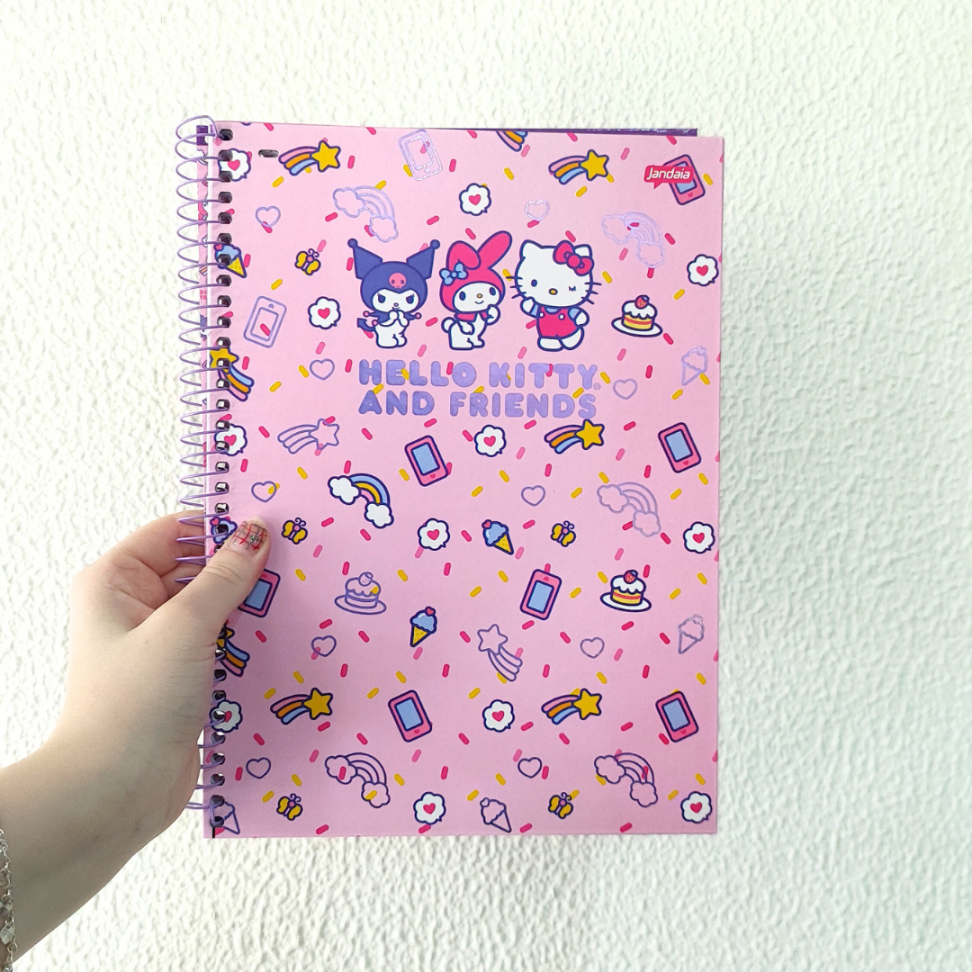 Caderno com Espiral Universitário Hello Kitty Besties Forever 1 Matéria Jandaia - #1