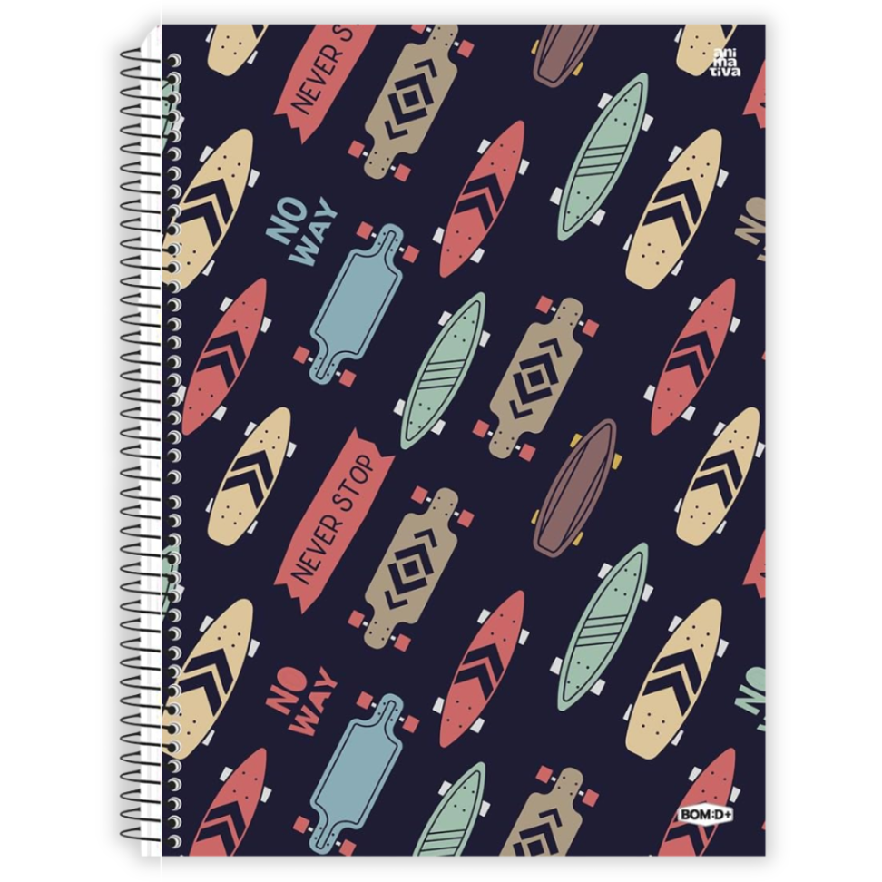 Caderno com Espiral Universitário Bom D+ Masculino 1 Matéria Animativa - #9