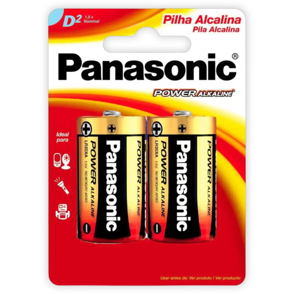 Pilha Alcalina D 2 Unidades Panasonic