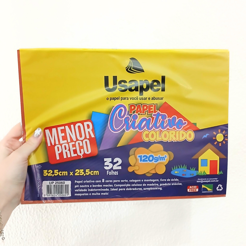 Papel Criativo Colorido 8 Cores 32 Folhas A3 120g Usapel - #3