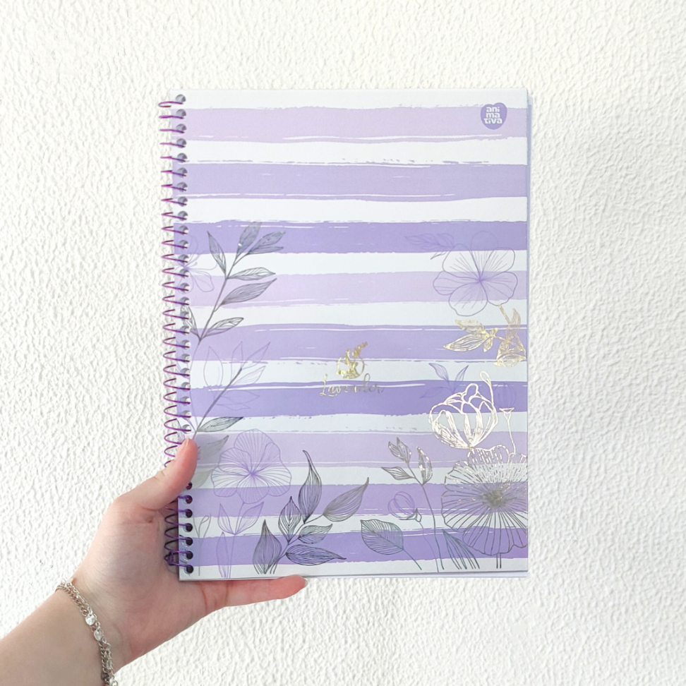 Caderno com Espiral Universitário Lavender 1 Matéria Animativa - #1