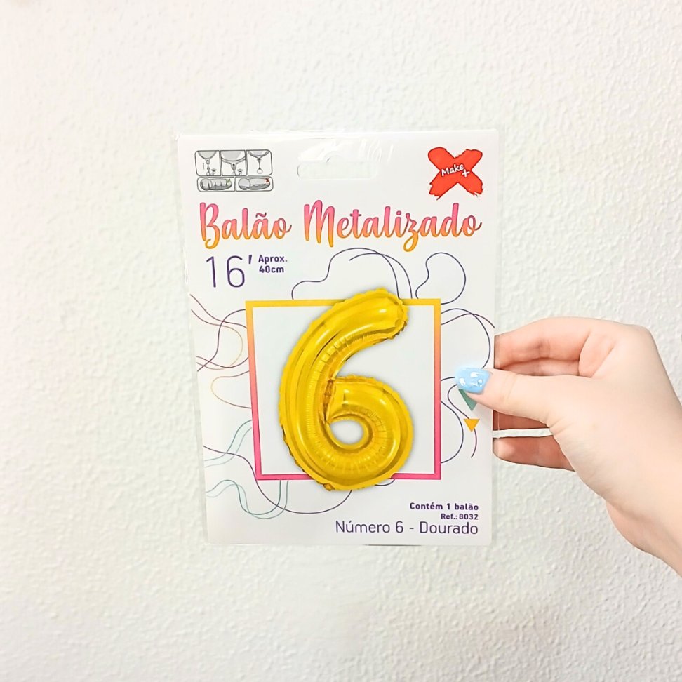 Balão Metalizado 40cm Número 6 Make+ - #4