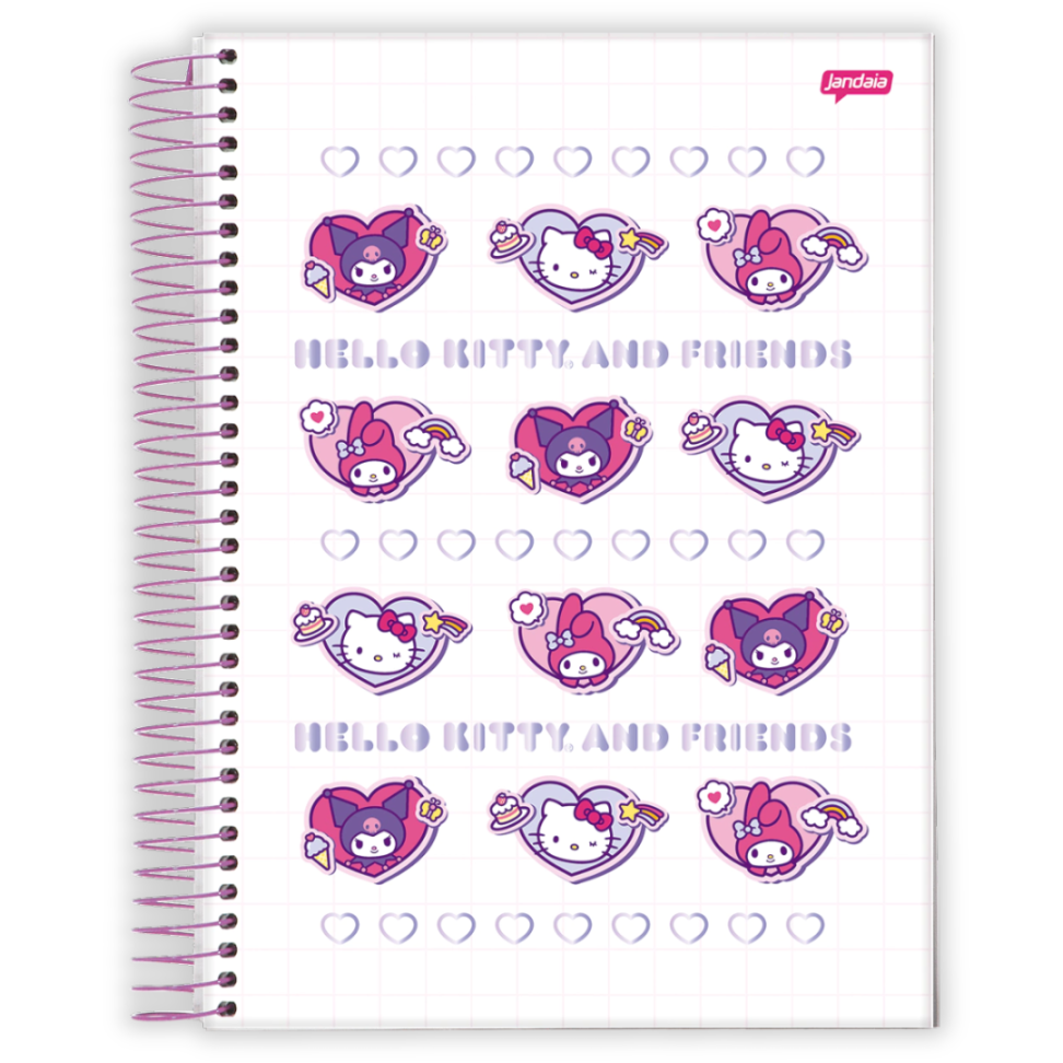 Caderno com Espiral Universitário Hello Kitty Besties Forever 1 Matéria Jandaia - #1