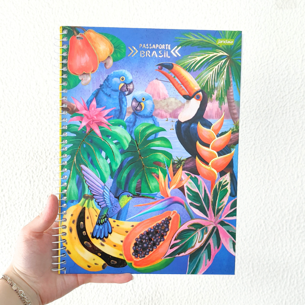 Caderno com Espiral Universitário Passaporte Brasil 1 Matéria Jandaia - #1