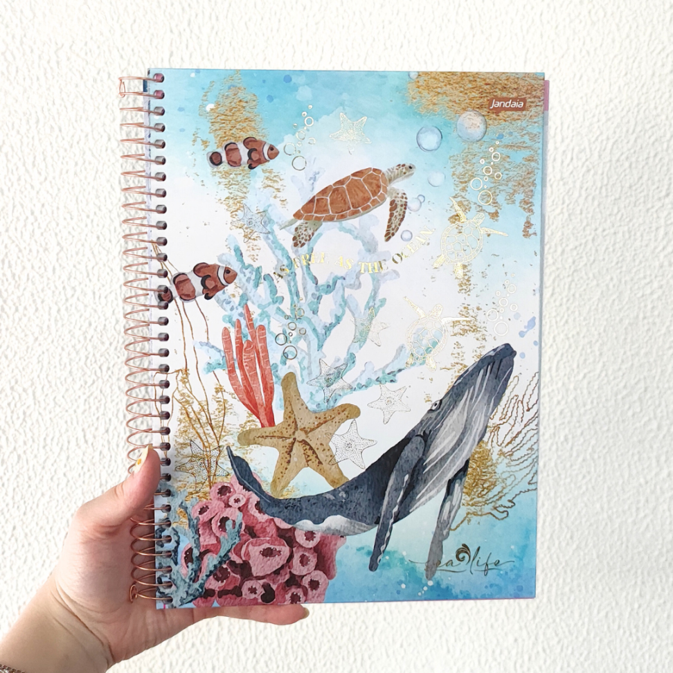 Caderno com Espiral Universitário Sea Life 10 Matérias Jandaia - #1