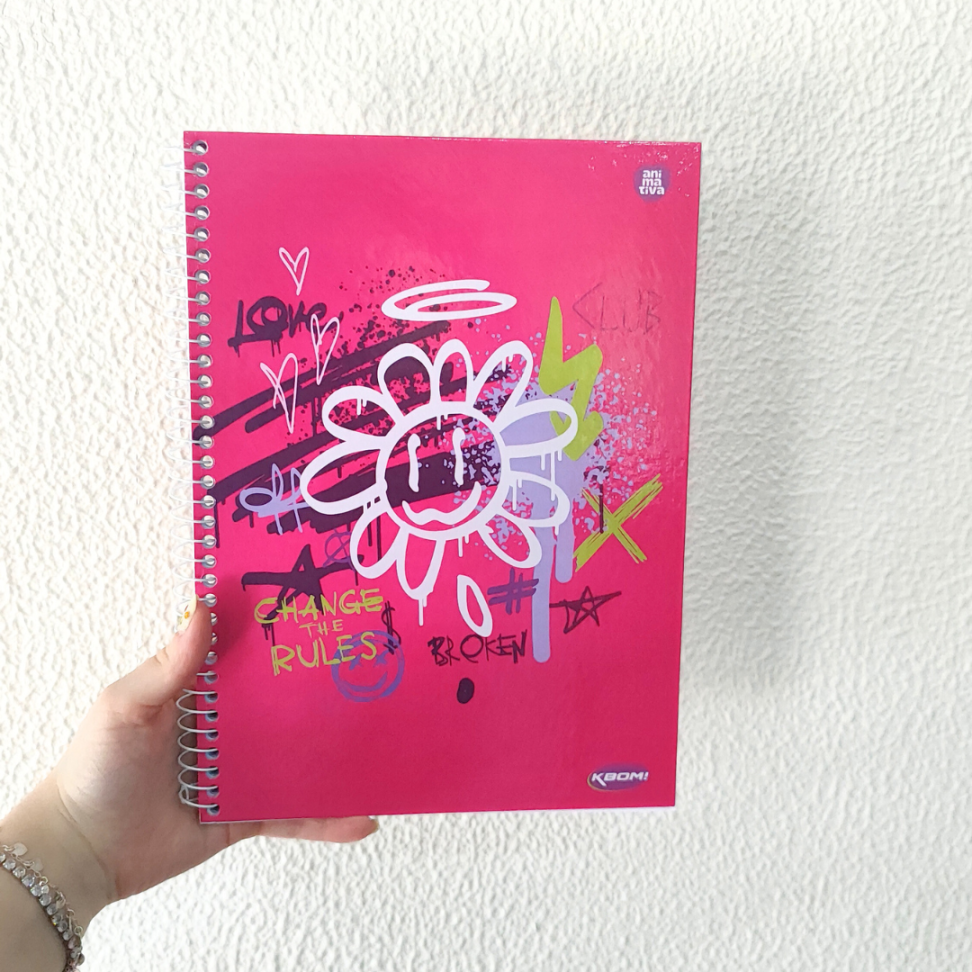 Caderno com Espiral Universitário KBom! Feminino 1 Matéria Animativa - #11