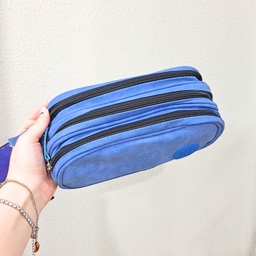 Estojo Triplo Camurça Azul Packn'Go - #1