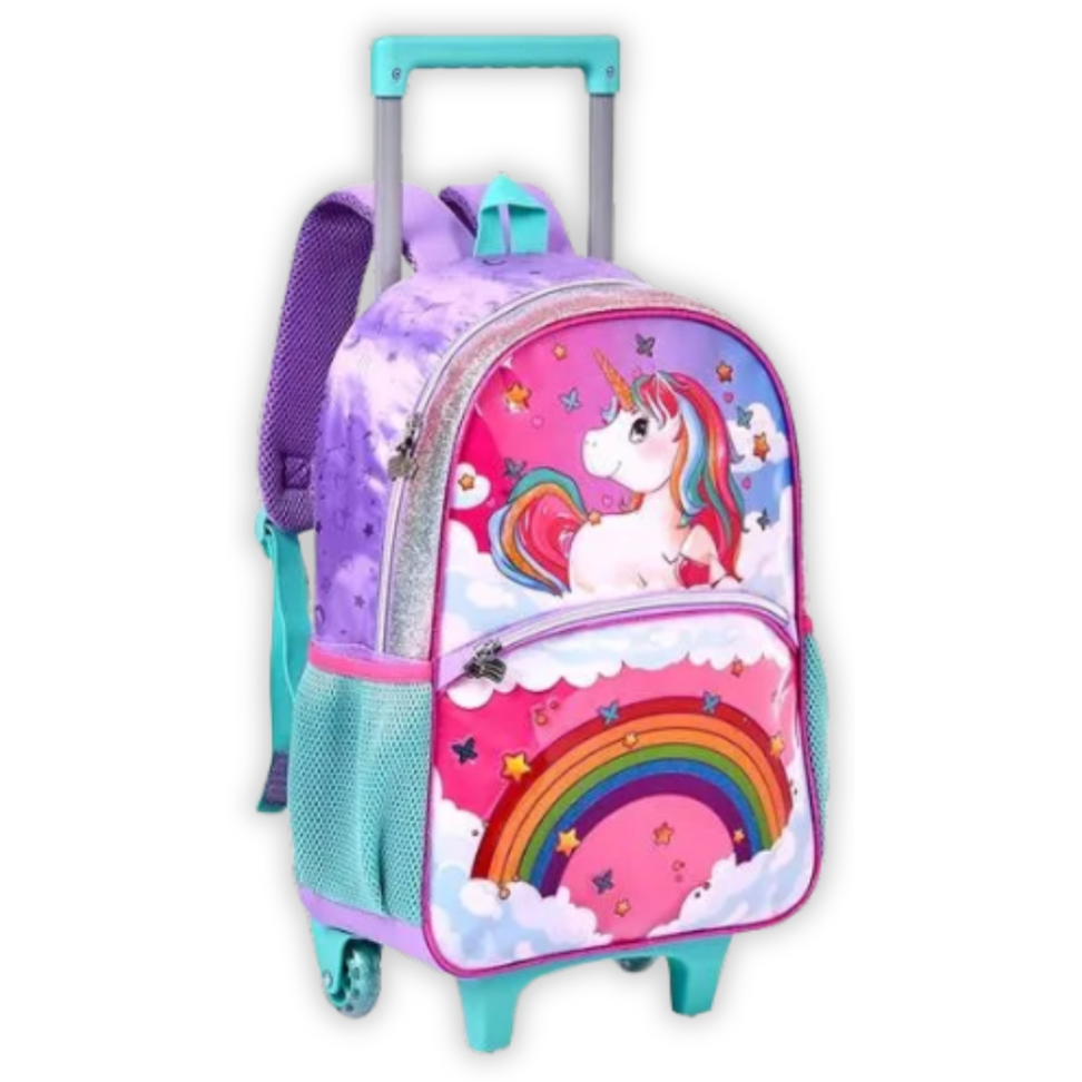 Kit Mochila de Rodas + Lancheira Térmica + Estojo Duplo Unicórnio Clio - #2